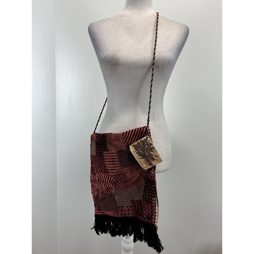 Stone Mountain Craftsman Guild Crossbody Bag Purse Tapestry Boho Fringe Hippy